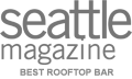 The image contains the logo of Seattle Magazine with the text "Best Rooftop Bar" beneath it. logo on footer section.